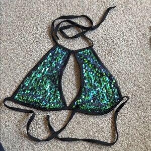 Sequin Halter Bikini Top